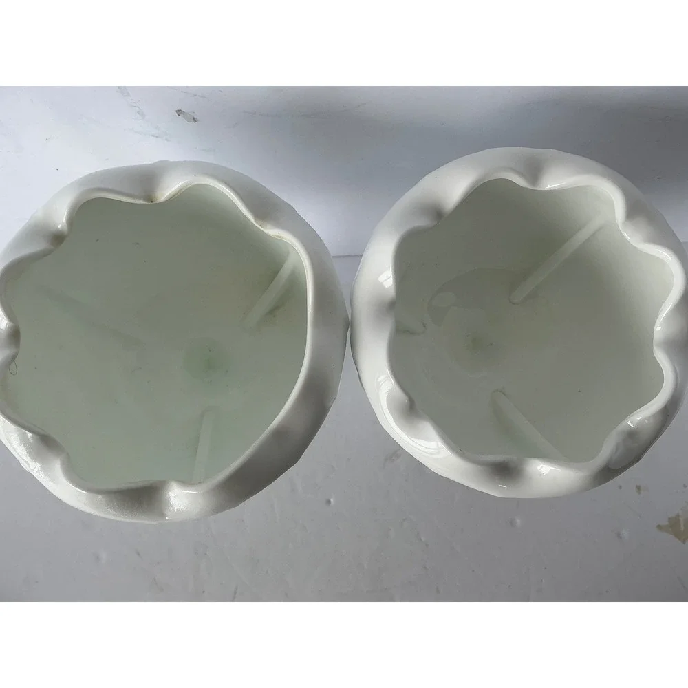 Vintage‎ Milk Glass Goblet Pair Diamond Starburst White 7.5in Mid Century